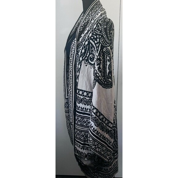 Yahata Poncho Cape Wrap M/L Paisley Open Front Kimono Knit Oversized‎ Cozy - Picture 4 of 6